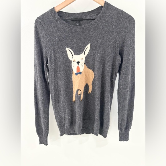 J. Crew Women’s Wool Blend French Bulldog Sweater Gray Size XS - Picture 4 of 6